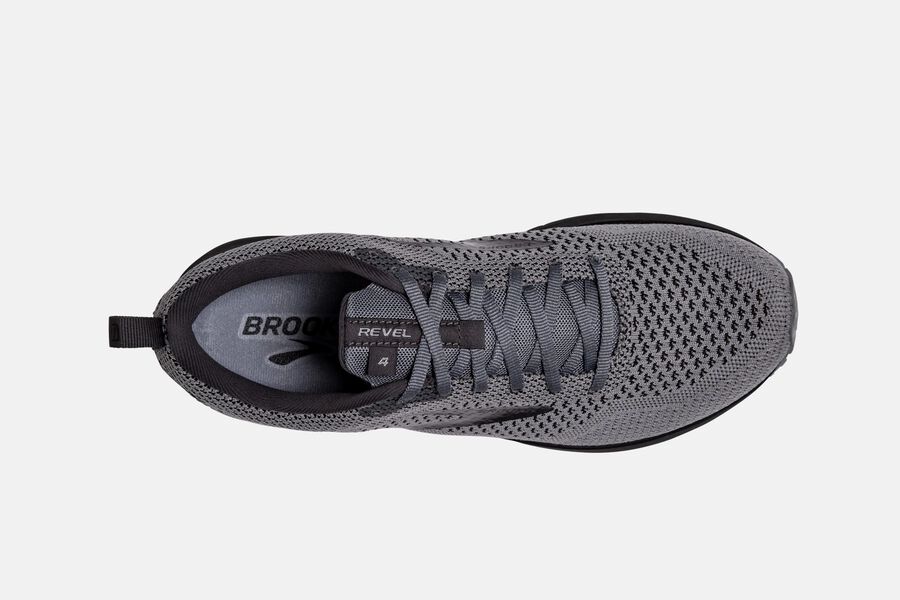 Brooks Running Shoes - Revel 4 Road Mens - Grey/Black - VLR-721689